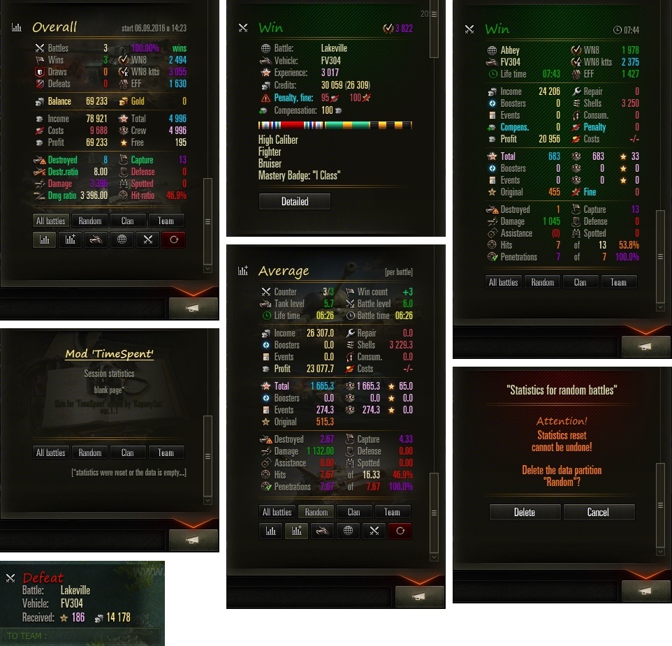 Mod 'Time Spent': Session statistics, In results, statistics by tanks, by maps and mo... - Player Made Mods & Addons - World Tanks official Asia Forums
