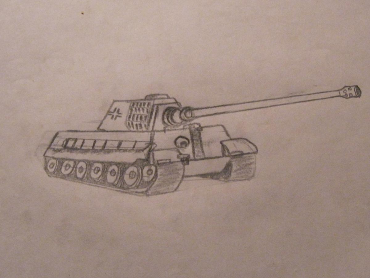 Рисунок танка цветными карандашами